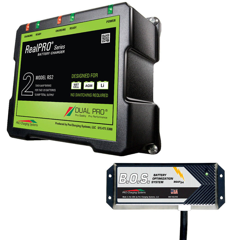 Dual Pro RS2 2 Bank Battery Charger w2 Bank BOS RS2BOS12V2