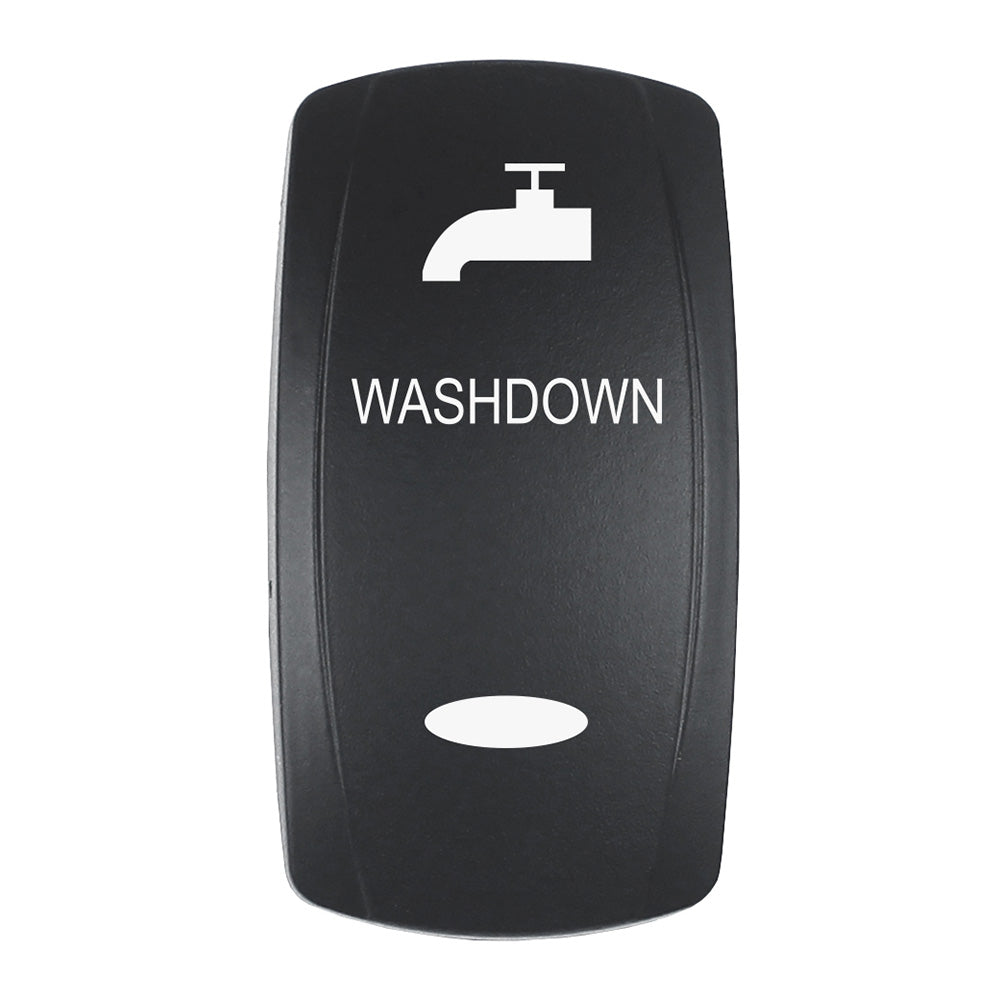 Pacer Actuator  WASHDOWN fV Series Contura Switches  Black  Laser Etched TopBottom Light EV2LEWSHDWN