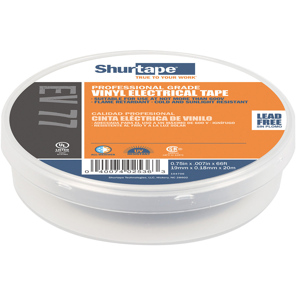 Shurtape EV 077B Professional Grade Black Electrical Tape fInsulating  Splicing  34 x 66  10Pack 104706