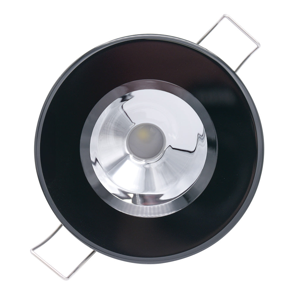 Lumitec Illusion Flush Mount LED Down Light  White  NonDimming  Black Housing  Chrome Reflector 117163