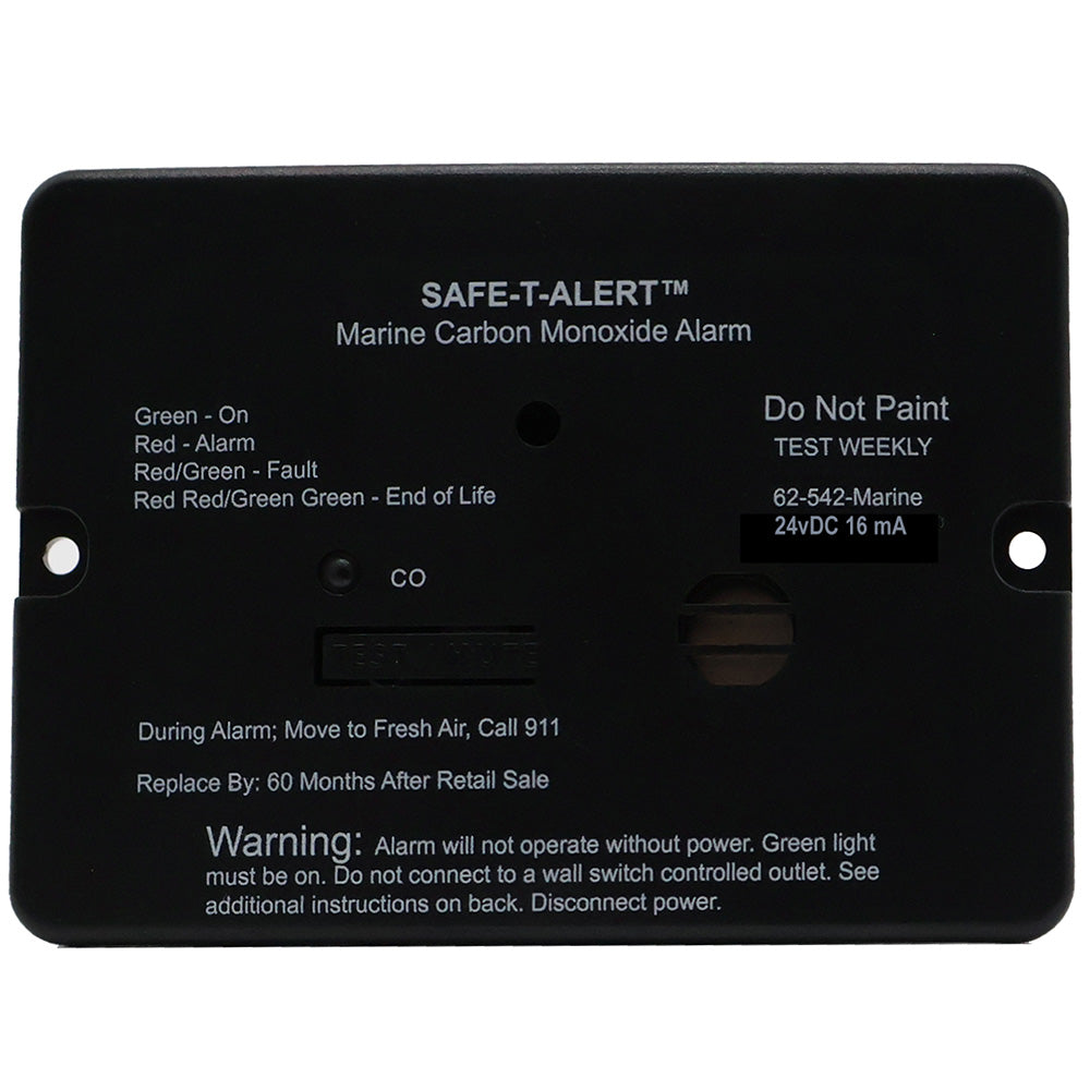 SafeTAlert 62 Series Marine Carbon Monoxide Alarm  24V Flush Mount  Black 62542BLMARINE24V