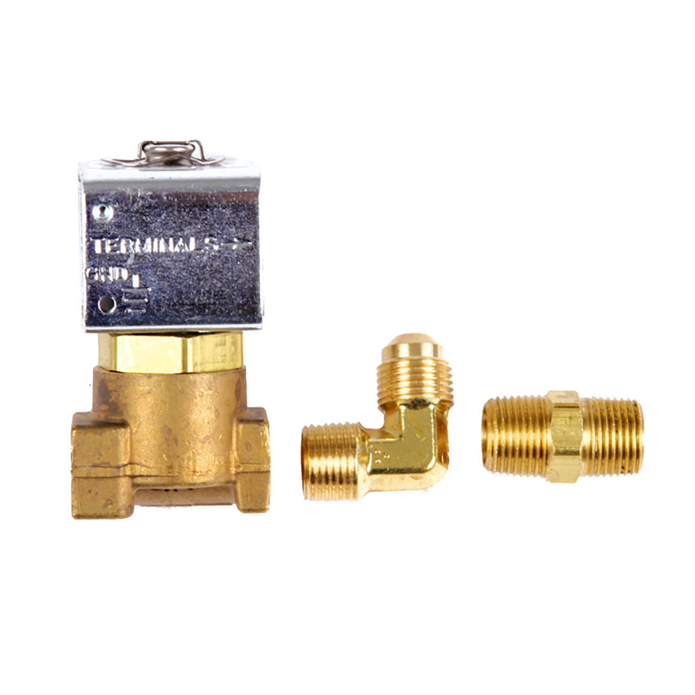 Trident Marine LowPressure Brass Solenoid ShutOff Valve 14 Ports  2 Brass Connection Fittings 130077082KIT