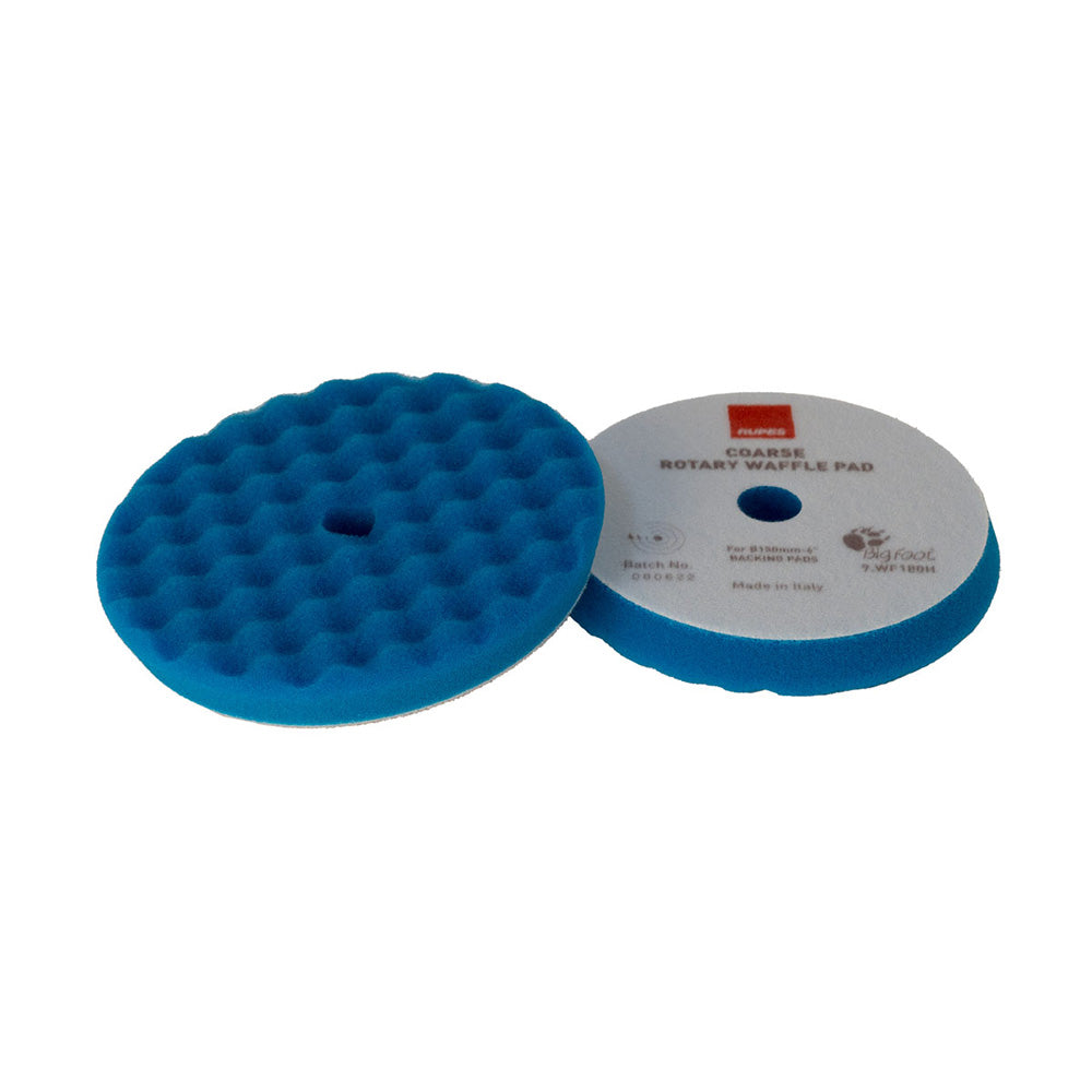 RUPES Velcro Waffle Coarse Polishing Foam Pad fRotary Polishers 180mm  Blue 9WF180H