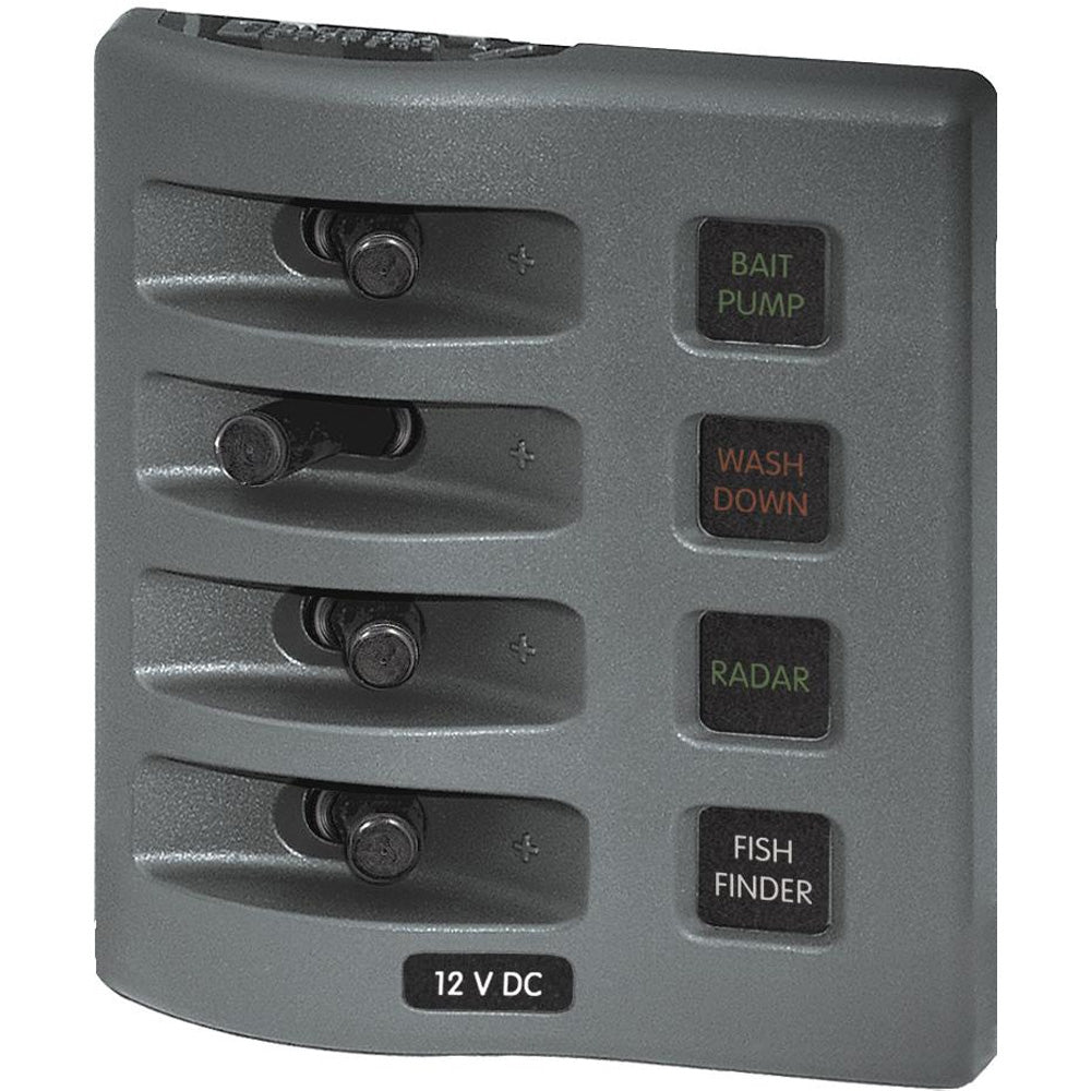 Blue Sea 4304 WeatherDeck Water Resistant Fuse Panel  4 Position  Grey 4304