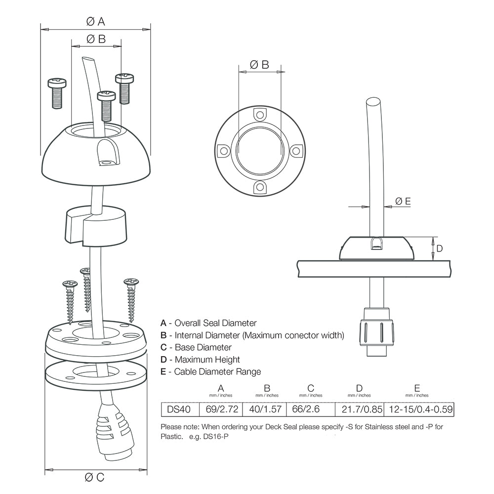 Scanstrut DS40P Vertical Cable Seal DS40P