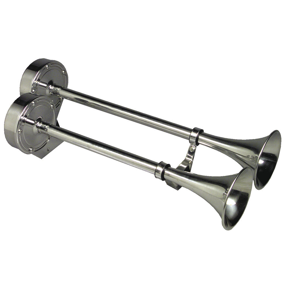 Schmitt Marine Deluxe AllStainless Dual Trumpet Horn  24V 12428