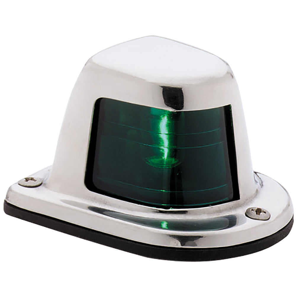 Attwood 1Mile Deck Mount Green Sidelight  12V  Stainless Steel Housing 66319G7