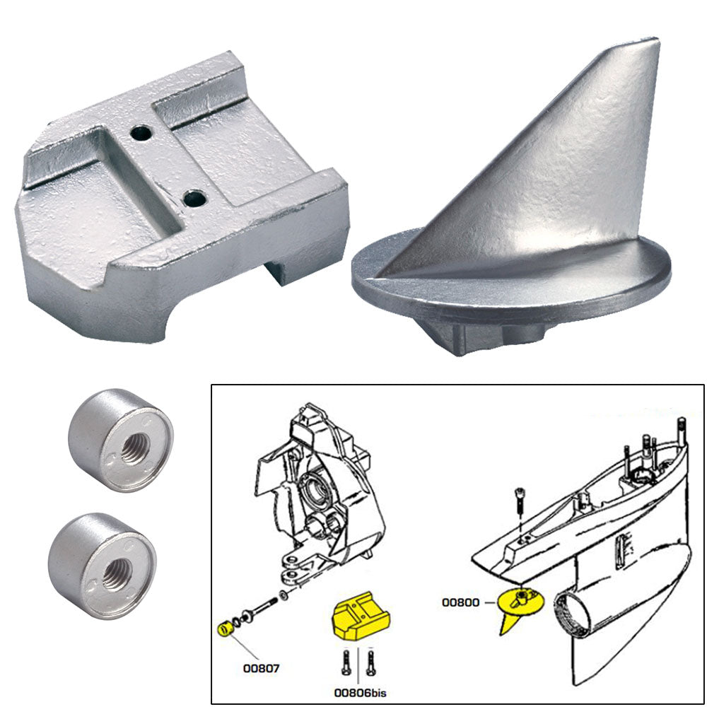 Tecnoseal Anode Kit wHardware  Mercury Alpha 1 Gen 1  Zinc 20800