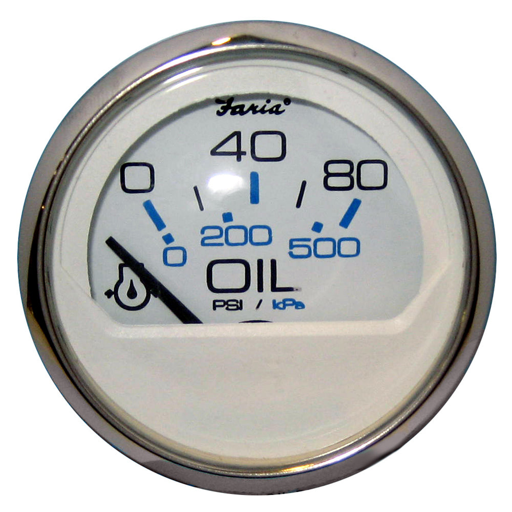 Faria Chesapeake White SS 2 Oil Pressure Gauge 80 PSI 13802