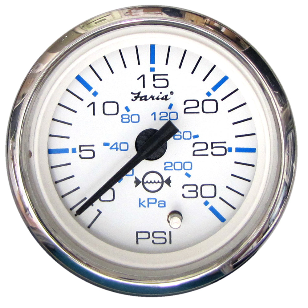 Faria Chesapeake White SS 2 Water Pressure Gauge 30 PSI 13812