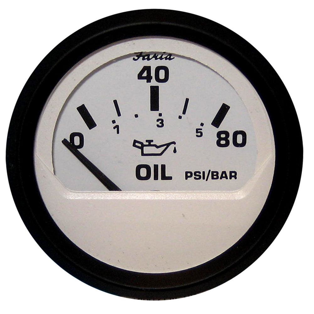 Faria Euro White 2 Oil Pressure Gauge 80 PSI 12902