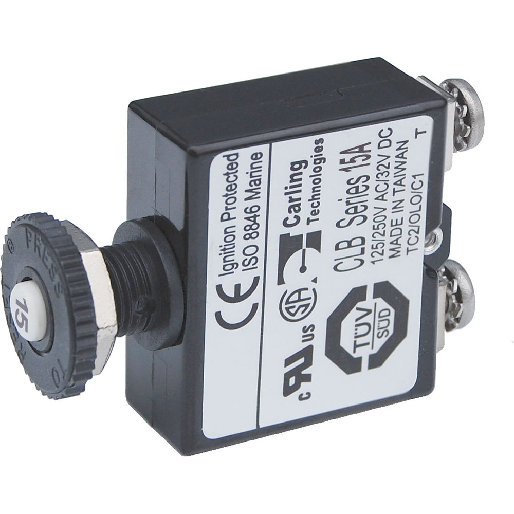 Blue Sea Push Button Reset Only Screw Terminal Circuit Breaker  15 Amps 2133