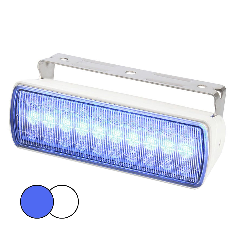 Hella Marine Sea Hawk XL Dual Color LED FloodLights  BlueWhite LED  White Housing 980950071