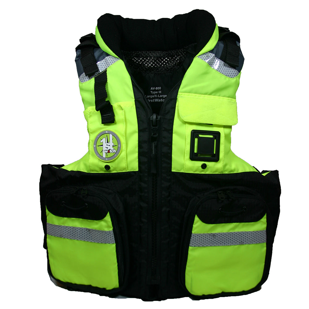 First Watch AV800 Four Pocket Flotation Vest  HiVis Yellow  Large to XL AV800HVLXL