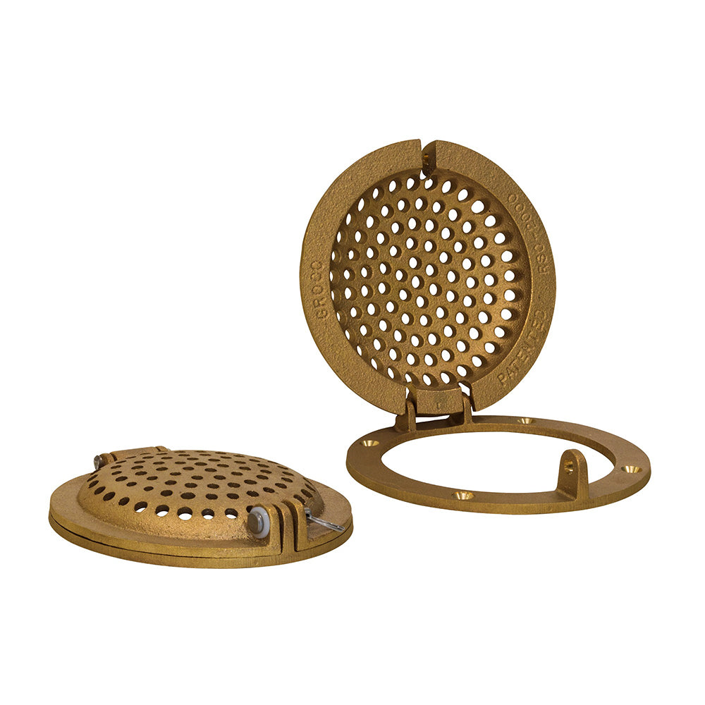 GROCO Bronze Round Hull Strainer wAccess Door fUp To 2 ThruHull RSC2000