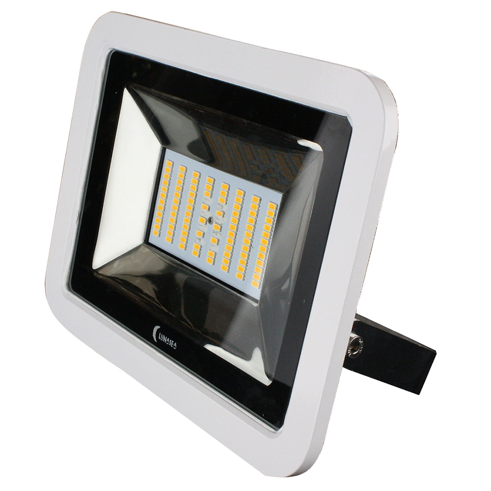Lunasea 35W Slimline LED Floodlight 1224V Cool White 4800 Lumens 3 Cord  White Housing LLB36MN8100