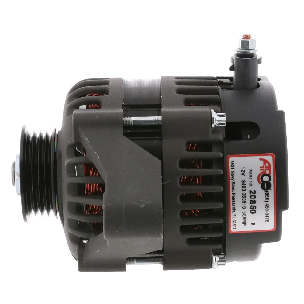 ARCO Marine Premium Replacement Outboard Alternator wMultiGroove Pulley  12V 50A 20850