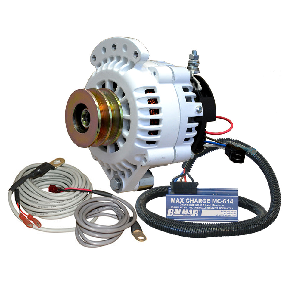 Balmar Alternator 100 AMP Kit 12V 12 Single Foot Spindle Mount Dual Vee Pulley Regulator  Temp Sensor 621VUPMC100DV