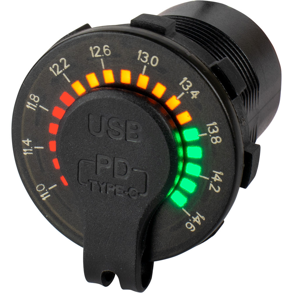 SeaDog Round Rainbow Voltmeter wUSB  USBC Power Socket 4265191